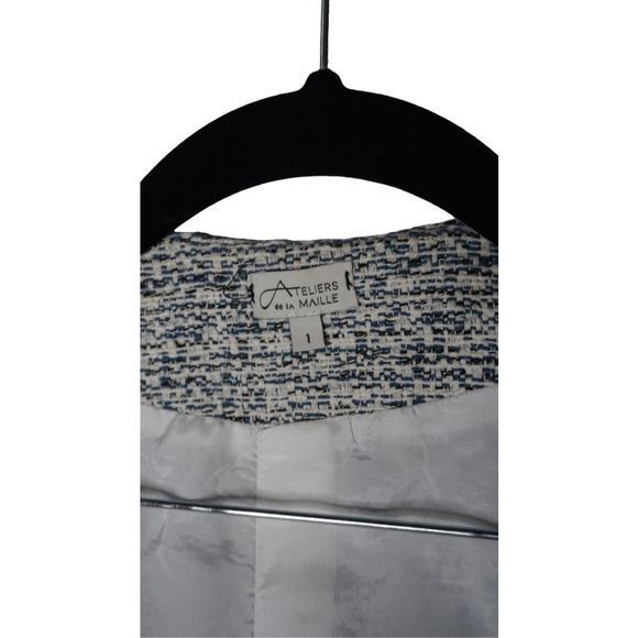 Les Ateliers De La Maille Tweed Lisa Blue White Coat Size 1 - Picture 3 of 6